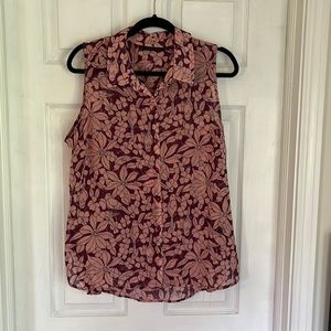 Cute bird design with flowers. Pink and purple. Button down. Good condition